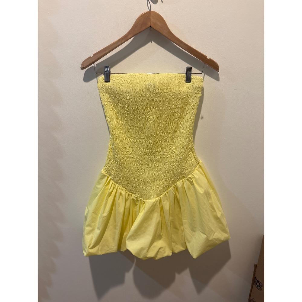 Hello Molly MOMENT TO CAPTURE STRAPLESS BUBBLE‎ MINI DRESS LEMON Size 4 - Picture 2 of 4
